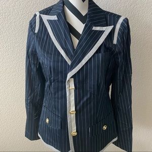 Deed Collection || navy pinstriped blazer jacket